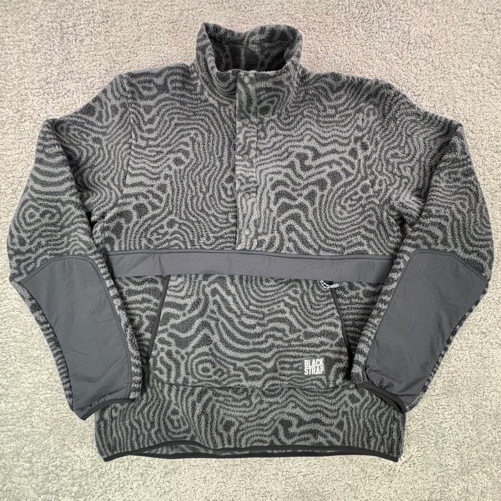 BlackStrap Caldera 1/2 Snap Fleece Mens Large Grey Topo Map Pullover BSM-103